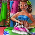 Exotic Girl Washing Clothes